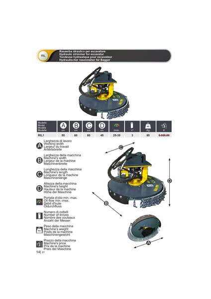 Tocator vegetatie hidraulic - model RIL1